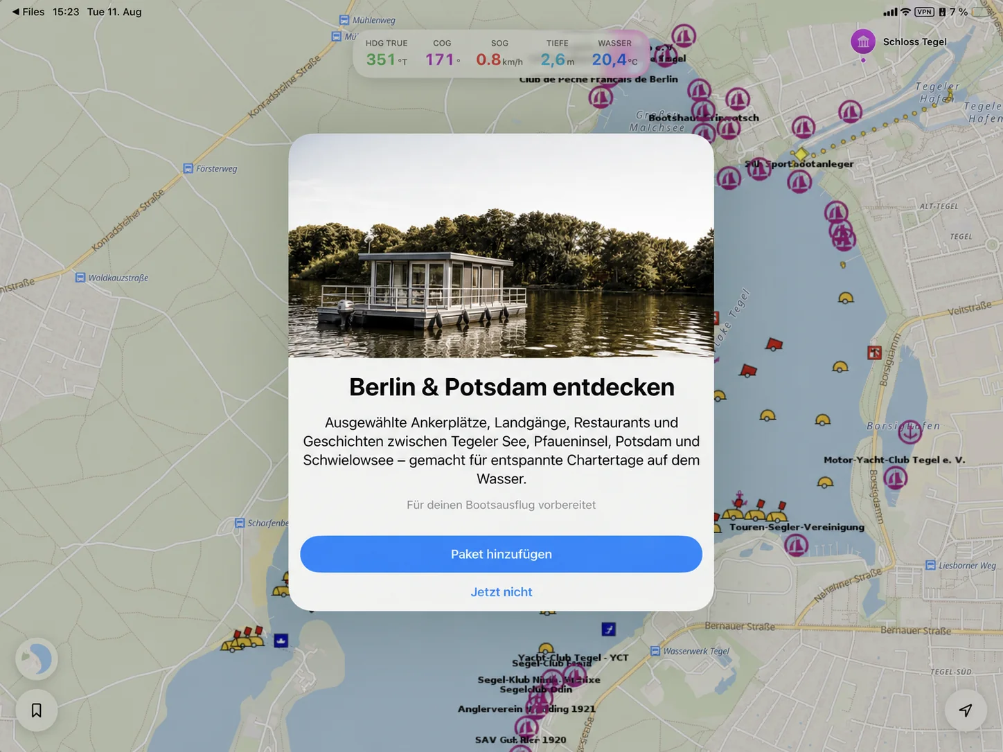 Neutrale Vorschau eines vorbereiteten Rivers & Seas Pakets für Berlin und Potsdam